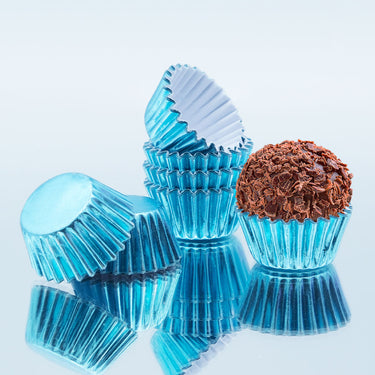 Forma Brigadeiro Metalizada nr.5 Azul Bebé - Dafesta
